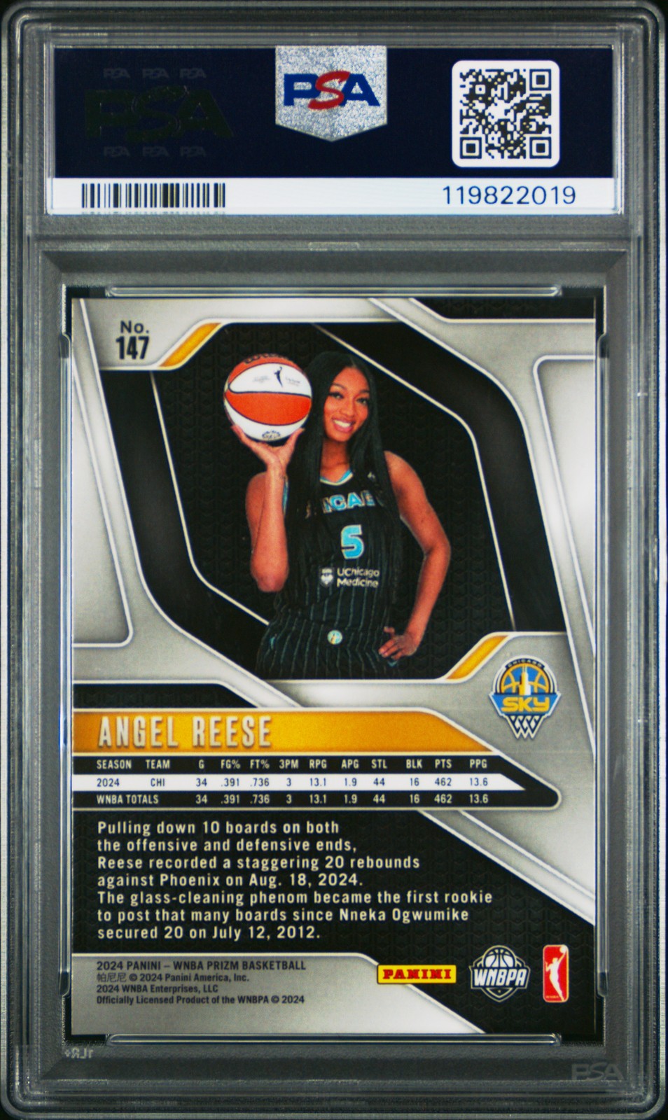 2024 PANINI PRIZM WNBA #147 ANGEL REESE ROOKIE RC PSA 9 view 2