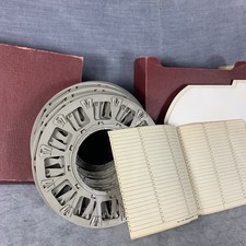 VTG Sawyers Rotodisc Slide Holder Reels Lot of 13 Discs 12 Holders 1 List  Box