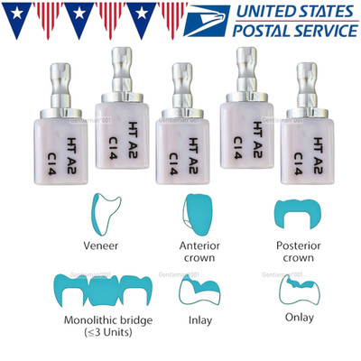 5Pcs Dental CAD CAM Block C14 HT A2 Blocks Glass Ceramic Lithium Disilicate