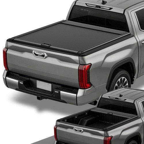 Fit 22-26 Toyota Tundra 5.5Ft Bed Black Retractable Tonneau Cover Mounting Rail