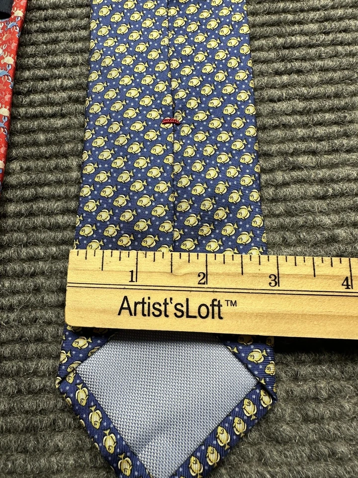 Lote de 2 corbatas Tommy Hilfiger para hombre cangrejos rojos peces azules 100 % seda Foto 3 de 4
