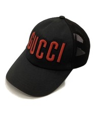 GUCCI Baseball Cap Logo patch Black Authentic From Japan