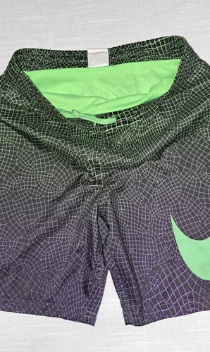 Nike Swimming Shorts Green Purple Swoosh Boys Small Athletic Outdoor Running  - Picture 4 of 11
