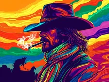 Western Art Cowboy Vibrant Pop Canvas Home Decor Wall Art Prints Painting 359
