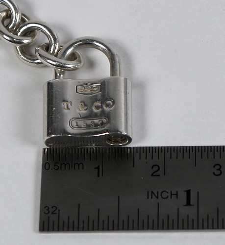 Tiffany & Co. 1837  Silver 925 Padlock Charm Round Link Bracelet Sz 6.75" - Picture 15 of 19