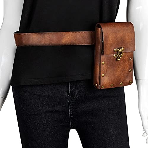 Belt Pouch Purse Renaissance Costume Accessories LARP Cosplay Waist Bag Brown - Picture 2 of 7