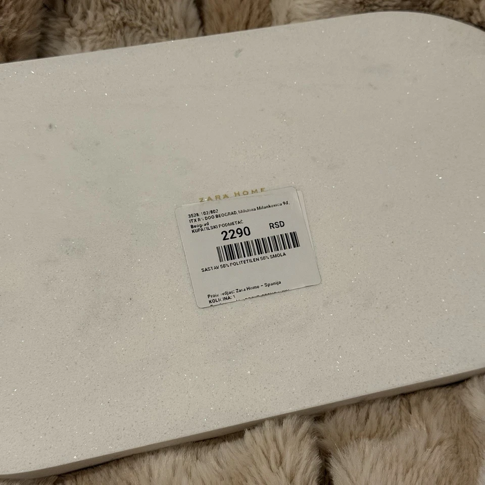 "Bandeja ovalada de resina de piedra maciza ZARA HOME - diseño de mármol blanco, 11,5""" Foto 4 de 4