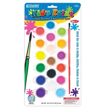 BAZIC 0.17 FL OZ (5 mL) 18 Color Kid's Paint w/ Brush, pack of 24
