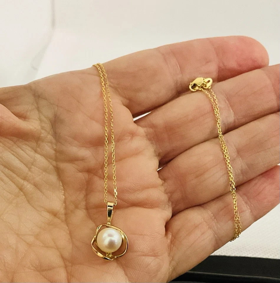 Collar de oro amarillo de 14k y perlas arte gema Moriarty Foto 4 de 4