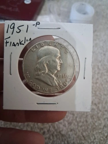 1951-p Franklin half dollar circulated , good condition Under Melt Price