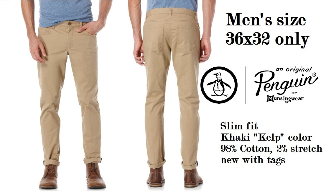Original Penguin mens size 36x32 P55 SLIM FIT FIVE POCKET PANT in