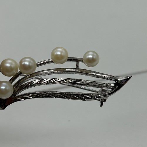Broche Vintage Hoja Perla Akoya Blanco Bebé Perlas Plata Esterlina Estampado - Imagen 20 de 24