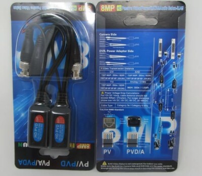 BNC to RJ45 CAT5 Video +Data +Power Balun Connector for CCTV PTZ Camera