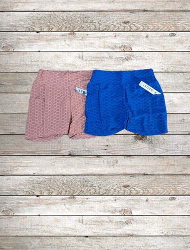 Women’s S/M Shorts Pockets 2 PAIR Yoga High Waist Anti-Cellulite Stretchy NWT