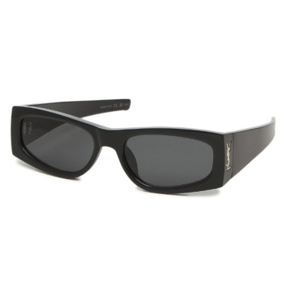 NEW Saint Laurent SLM140/F 001 Black Grey Gold Mirror Rectangle Sunglasses