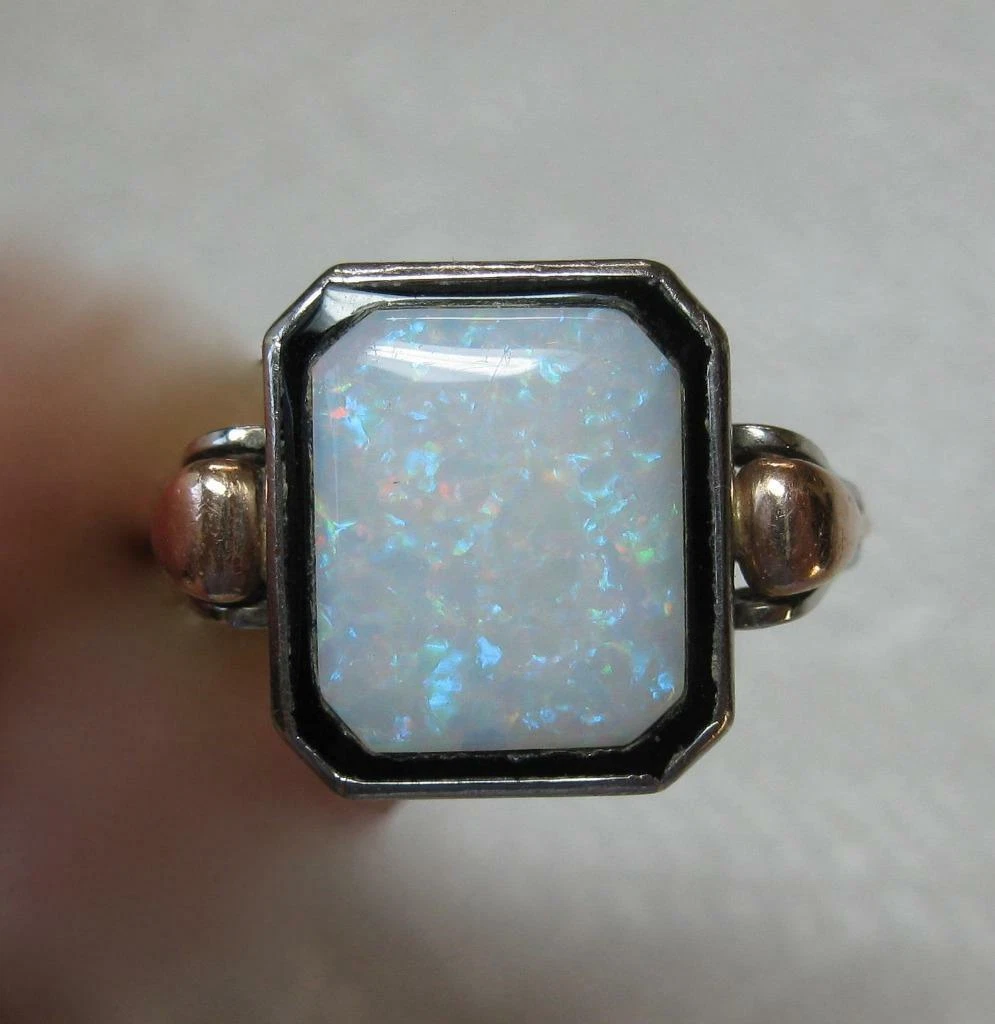 Opal and 2024 black onyx ring