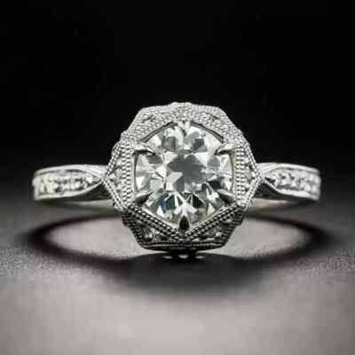 3.35Ct Art Deco Style Lab Created Diamond Anniversary 14K White Gold Finish Ring