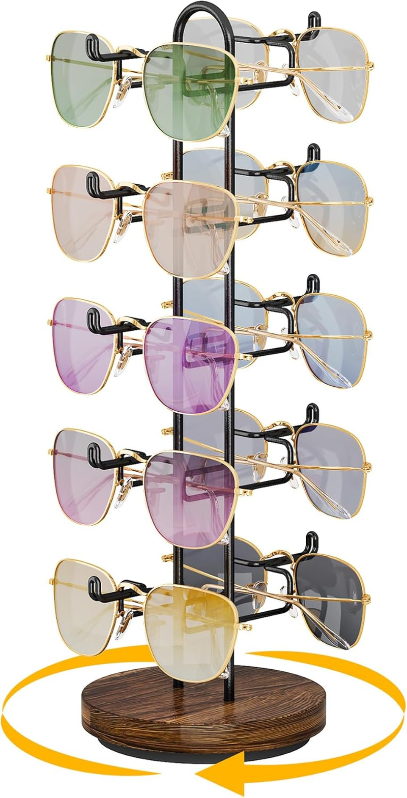 Rotating Eyeglass Display Rack Space-Saving Sunglasses Organizer