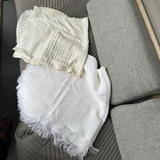 Vintage Baby Blankets Set of 2 White Bebe Japan Acrylic