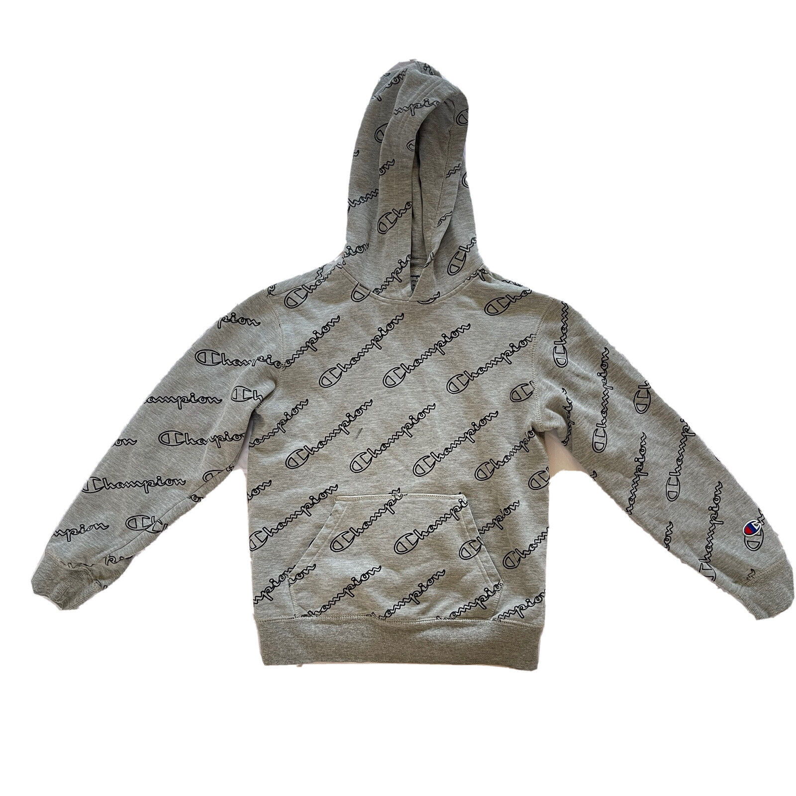 Graphic Size Hoodie KIDS Logo | Medium Hooded eBay Champion Pullover Print Sweatshirt