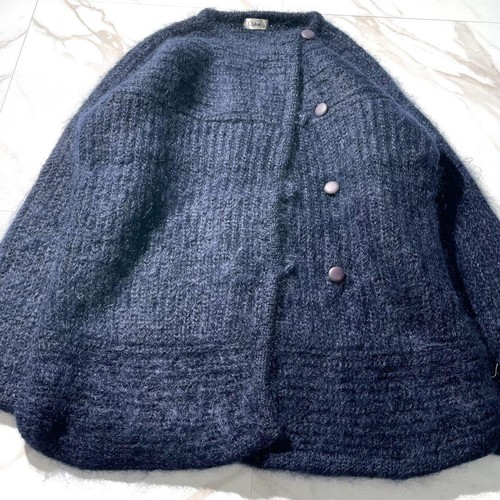 Chloe Knit Coat Jacket Cardigan Scarf Mohair Wool Navy Size L Women Used