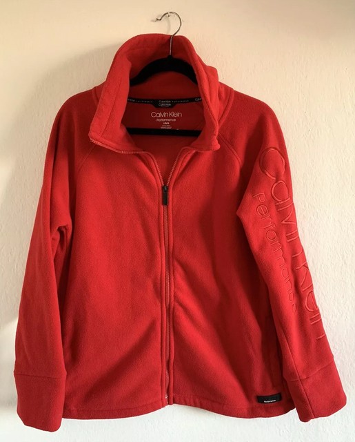 Calvin Klein Performance Womens Fleece Zip Up Jacket Size Large Red eBay
