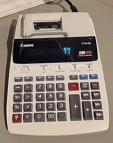 Canon P170-DH 12 Digit 10 Key Adding Business Machine Clock Calendar Calculator - Picture 3 of 4