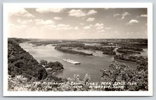 Real Photo Postcard~Air View Mississippi River~McGregor IA Pikes Peak Park~RPPC