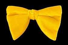 Vintage Gold Velvet Bow Tie 1970's Oversized Large Clip On Free Shipping
