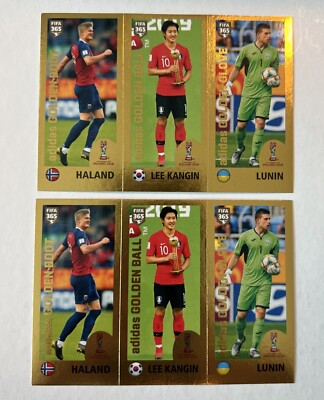 2020 Panini FIFA 365 Stickers Awards Erling Haland Kangin Lunin Gold READ