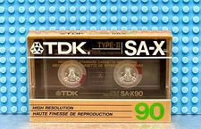 TDK  SA-X   90   1987  USA   TYPE II   BLANK CASSETTE TAPE (1)  (SEALED)