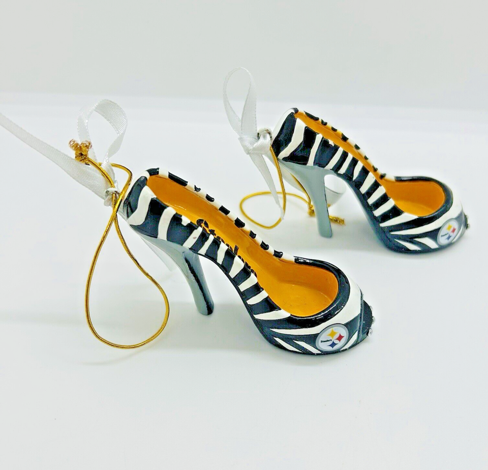 Pittsburgh Steelers Ladies High Heel Shoe Christmas Ornament Set of 2
