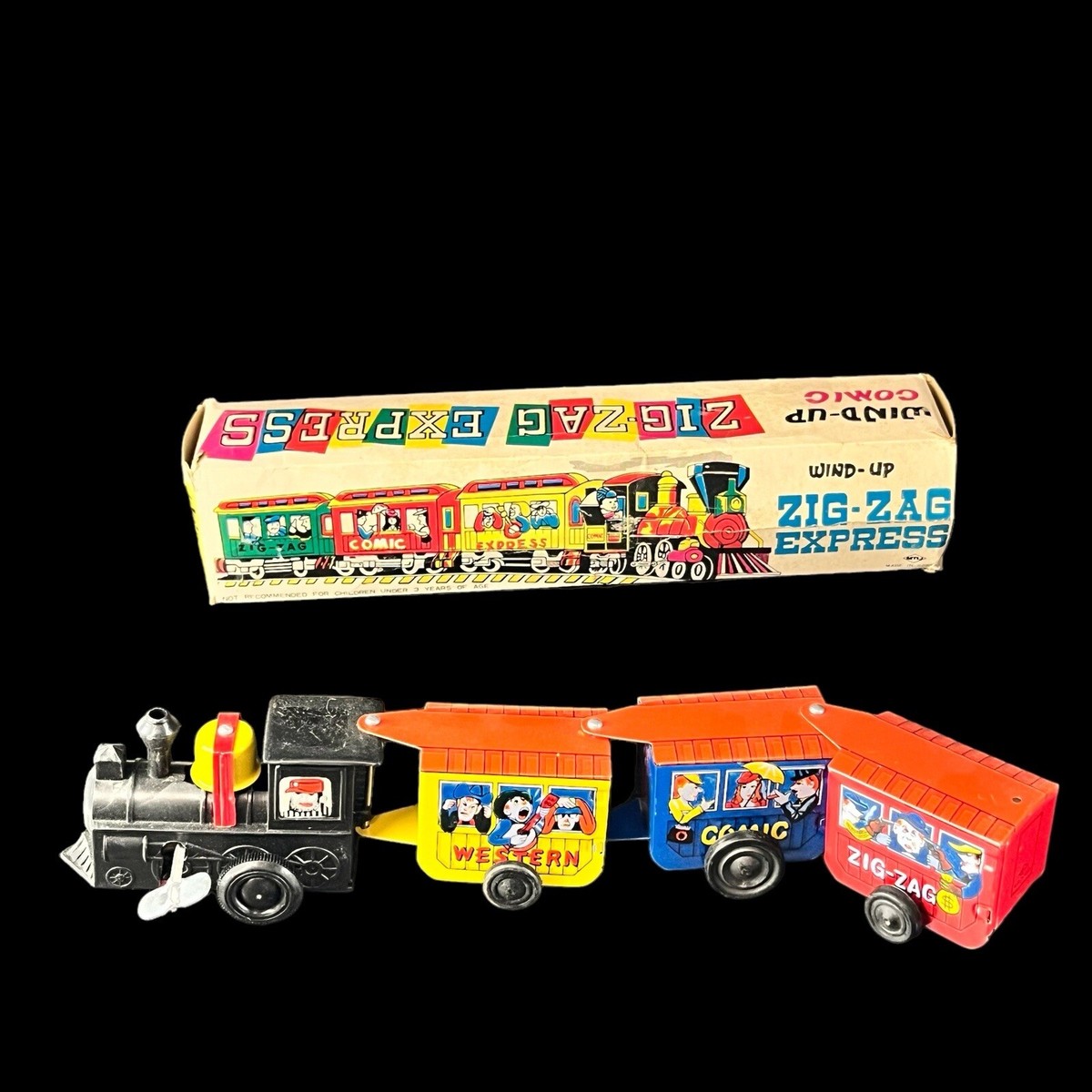 専用　torovintage ジャンプスーKiwandaKiwanda セット VINTAGE Toy ZIG ZAG EXPRESS TRAIN Wind-Up New In ORIGINAL Box RARE