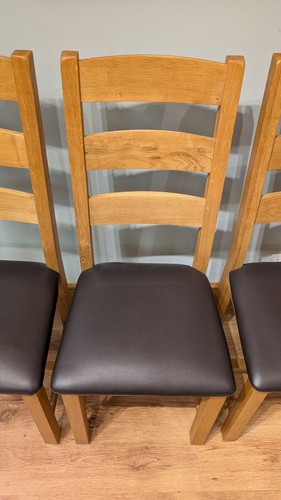 Set of 6 Solid Oak Farmhouse Ladderback Dining Chairs - Picture 9 of 10