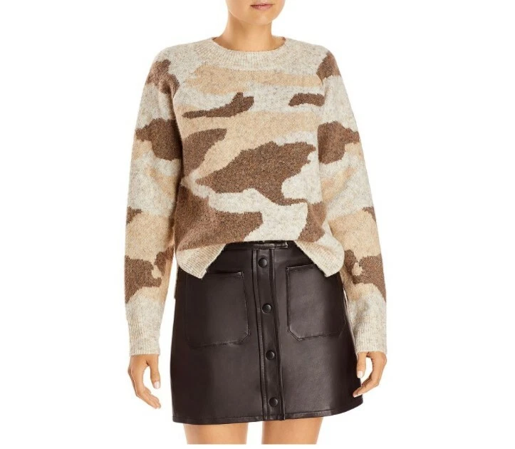 Aqua camo cowl neck sweater cheap