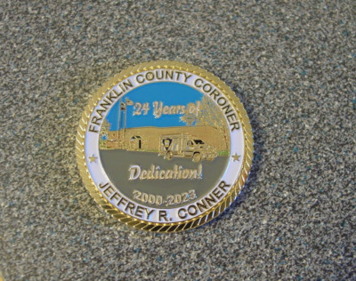 Franklin County Chambersburg PA Coroner Challenge Coin JR Conner 24 Year 2023