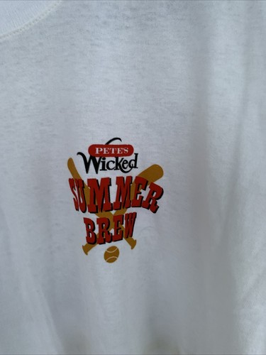 NOS Vtg 90s Pete's Wicked Summer Brew T Shirt XL Baseball Hard Cider - Picture 2 of 4