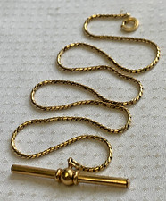Gold Plated Pocket Watch Fob 15" Chain Jewelry Spring Ring  Bar