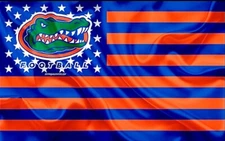 2 Florida Gators Wavy Stars & Stripes US Flag Design Vinyl STICKERS 5x3.15 Decal