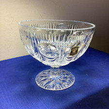 Vintage Lead Crystal Footed Pedestal Compote Bowl Golden Crown West Germany  564
