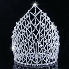 21cm Tall Large Queen Crystal Wedding Queen Pageant Tiara Crown For Women