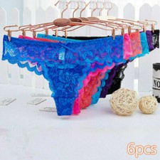 6 Pack Womens Sexy Lace Briefs Underwear Panties Knickers Lace G-string Thongs S