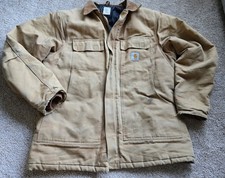 Carhartt Duck Canvas Work Coat Jacket Brown Corduroy Collar Men s XL