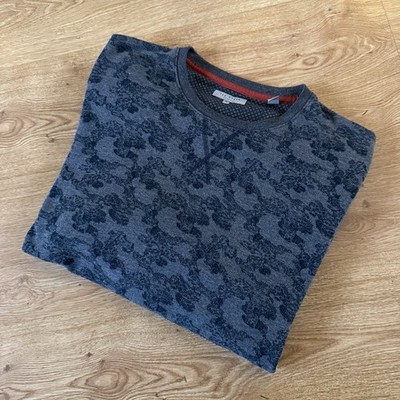 Herren Ted Baker Pullover Sweatshirt Blumenmuster Größe 3 UK Größe Medium Grau M