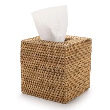Rattan Tissue Box Cover Natural Woven Facial Napkin 5.5x5.5x5.9 Inch,