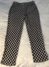 Chico's Travelers Geometric Straight Leg Ankle Pants Stretch Pull On Sz 1 M