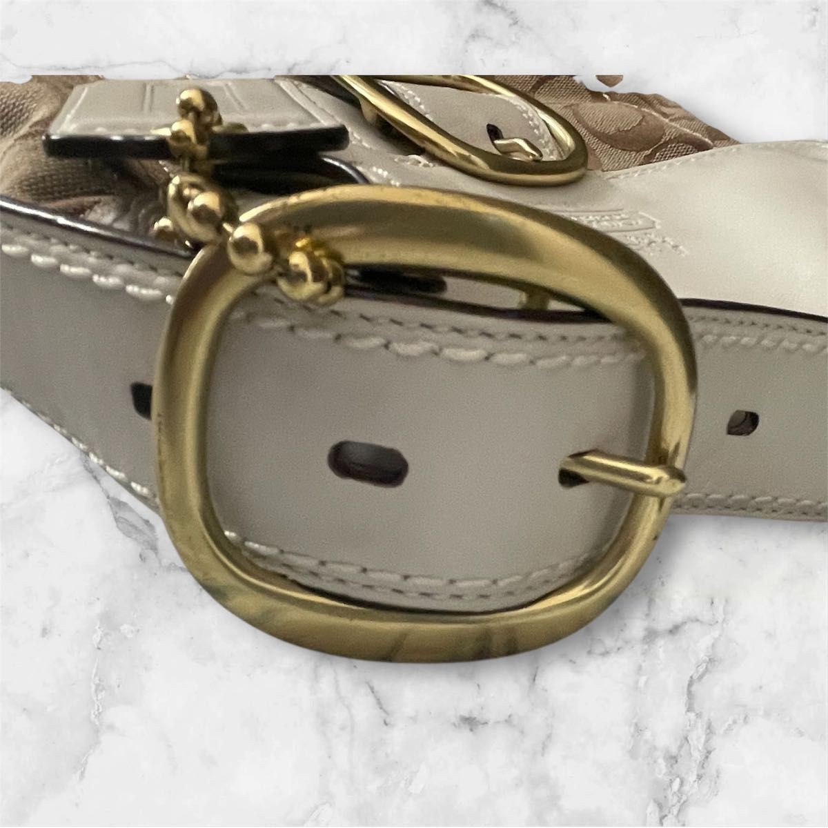 COACH Signature Shoulder Bag Beige x Brown Excellent Condition Canvas Leather wi thumbnail 17