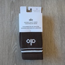 Alo Yoga Unisex Half-Crew Throwback Sock Size M Espresso