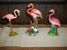 Vintage Art Deco Pink Flamingo Figurines Set of 3 - ANDREA SADEK - SIGNED - 9761