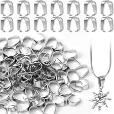 Lekgavd 100pcs Oval Pinch Bails for Jewelry Stainless Steel Color,100pcs